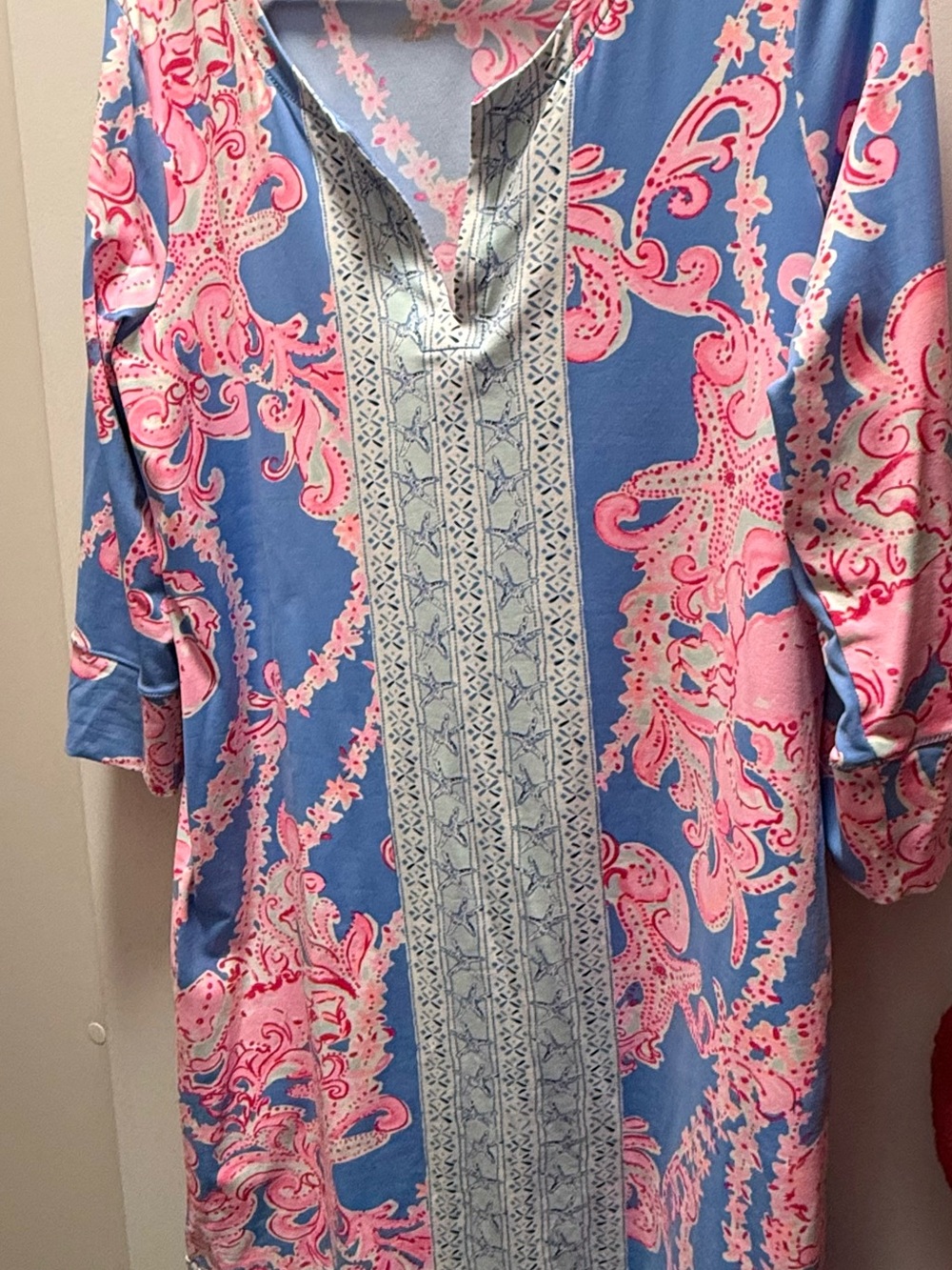 Lilly Pulitzer Blue and Pink Printed Tunic Dress